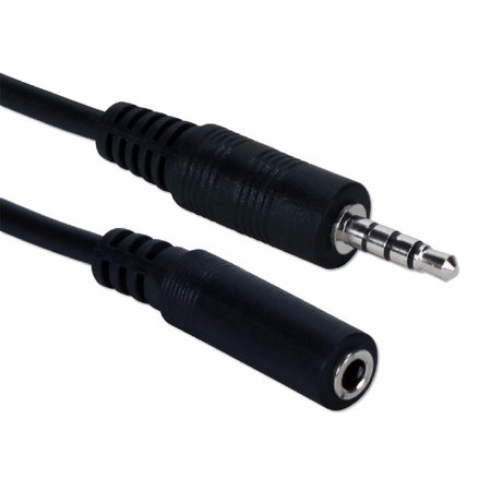 QVS QVS CC411-12 12 ft. & 3.5 mm 3 Ring Mini Stereo Headset Mic & Audio Extension Cable CC411-12